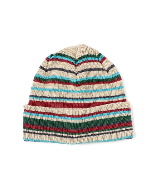 BEAMS（ビームス）の「マルチボーダー ワッチキャップ（ニットキャップ/ビーニー・メンズ・ブラック/ベージュ/ホワイト/グレー・ONE SIZE）」の4枚目の写真