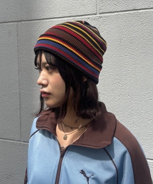 BEAMS（ビームス）の「マルチボーダー ワッチキャップ（ニットキャップ/ビーニー・メンズ・ブラック/ベージュ/ホワイト/グレー・ONE SIZE）」の6枚目の写真