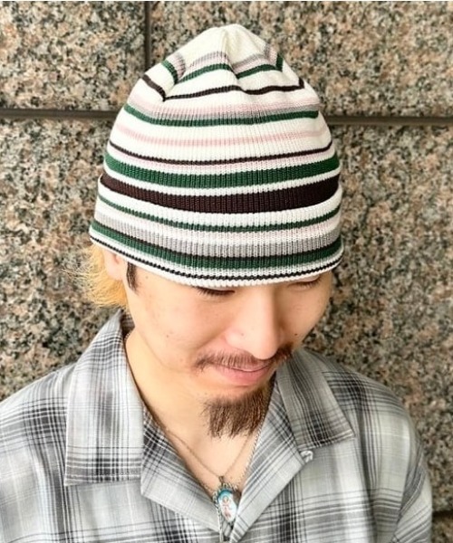 BEAMS（ビームス）の「マルチボーダー ワッチキャップ（ニットキャップ/ビーニー・メンズ・ブラック/ベージュ/ホワイト/グレー・ONE SIZE）」の5枚目の写真