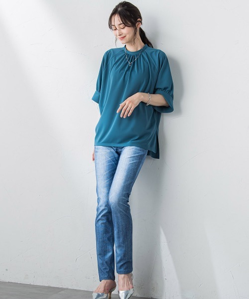 LAUTREAMONT(ロートレアモン)の「【WEB限定】【3サイズ展開】ハイテンションパンツ≪洗える/ストレッチ≫(その他パンツ・レディース・サックスブルー/ブラック系その他/ダークネイビー・7号/11号/9号)」の13枚目の写真