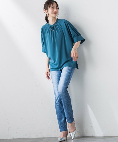 LAUTREAMONT(ロートレアモン)の「【WEB限定】【3サイズ展開】ハイテンションパンツ≪洗える/ストレッチ≫(その他パンツ・レディース・サックスブルー/ブラック系その他/ダークネイビー・7号/11号/9号)」の14枚目の写真