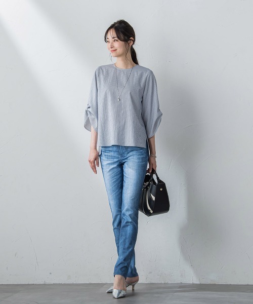 LAUTREAMONT(ロートレアモン)の「【WEB限定】【3サイズ展開】ハイテンションパンツ≪洗える/ストレッチ≫(その他パンツ・レディース・サックスブルー/ブラック系その他/ダークネイビー・7号/11号/9号)」の16枚目の写真