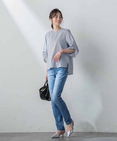 LAUTREAMONT(ロートレアモン)の「【WEB限定】【3サイズ展開】ハイテンションパンツ≪洗える/ストレッチ≫(その他パンツ・レディース・サックスブルー/ブラック系その他/ダークネイビー・7号/11号/9号)」の17枚目の写真
