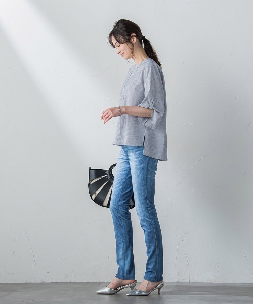 LAUTREAMONT(ロートレアモン)の「【WEB限定】【3サイズ展開】ハイテンションパンツ≪洗える/ストレッチ≫(その他パンツ・レディース・サックスブルー/ブラック系その他/ダークネイビー・7号/11号/9号)」の18枚目の写真