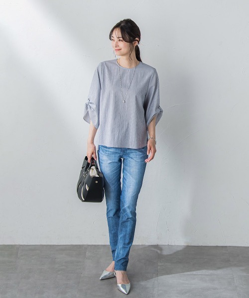 LAUTREAMONT(ロートレアモン)の「【WEB限定】【3サイズ展開】ハイテンションパンツ≪洗える/ストレッチ≫(その他パンツ・レディース・サックスブルー/ブラック系その他/ダークネイビー・7号/11号/9号)」の20枚目の写真