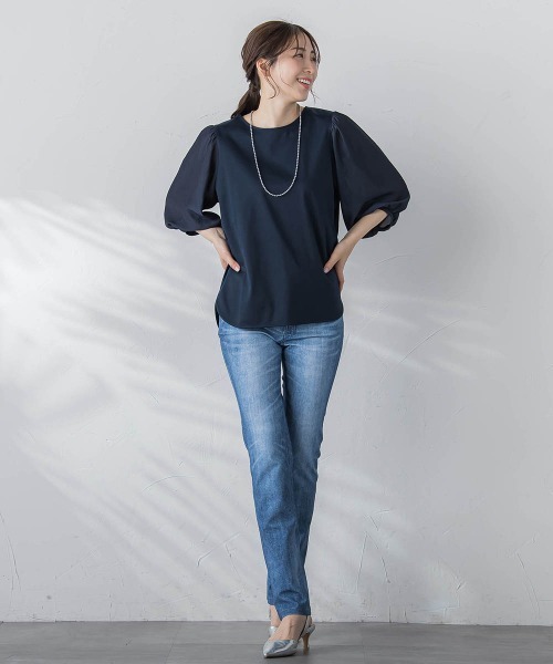 LAUTREAMONT(ロートレアモン)の「【WEB限定】【3サイズ展開】ハイテンションパンツ≪洗える/ストレッチ≫(その他パンツ・レディース・サックスブルー/ブラック系その他/ダークネイビー・7号/11号/9号)」の8枚目の写真