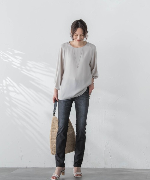 LAUTREAMONT(ロートレアモン)の「【WEB限定】【3サイズ展開】ハイテンションパンツ≪洗える/ストレッチ≫(その他パンツ・レディース・サックスブルー/ブラック系その他/ダークネイビー・7号/11号/9号)」の5枚目の写真