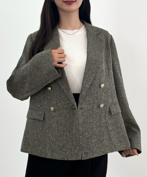 セール】薄手ツイードテーラードジャケット（テーラードジャケット