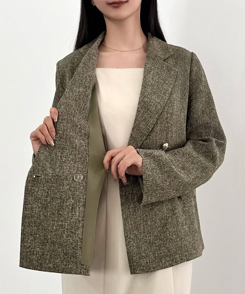 セール】薄手ツイードテーラードジャケット（テーラードジャケット
