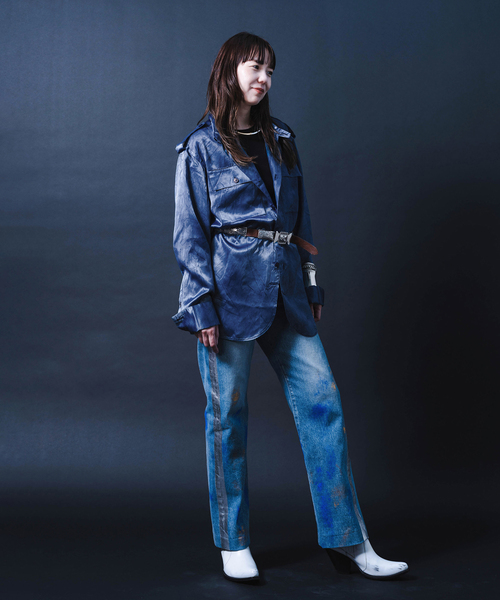 TANAKA(タナカ)の「“O” TANAKA 別注 OVER OFFICER シャツ(シャツ/ブラウス・レディース・ブラウン/ネイビー・LARGE)」の3枚目の写真