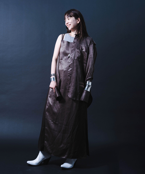 TANAKA(タナカ)の「“O” TANAKA 別注 OVER OFFICER シャツ(シャツ/ブラウス・レディース・ブラウン/ネイビー・LARGE)」の8枚目の写真