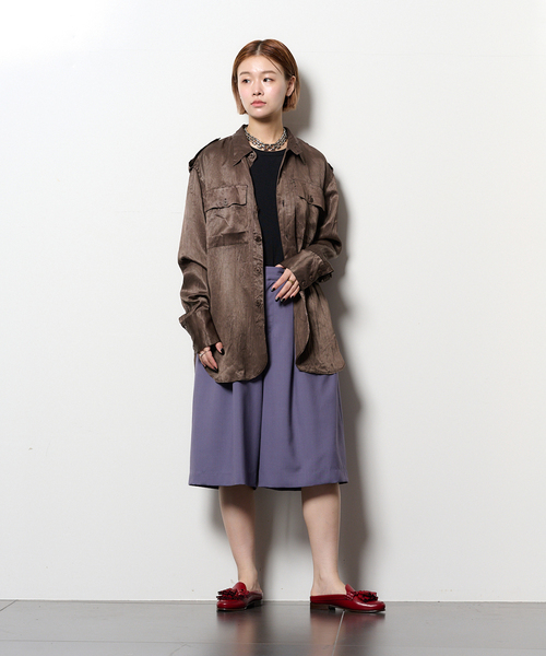 TANAKA(タナカ)の「“O” TANAKA 別注 OVER OFFICER シャツ(シャツ/ブラウス・レディース・ブラウン/ネイビー・LARGE)」の11枚目の写真