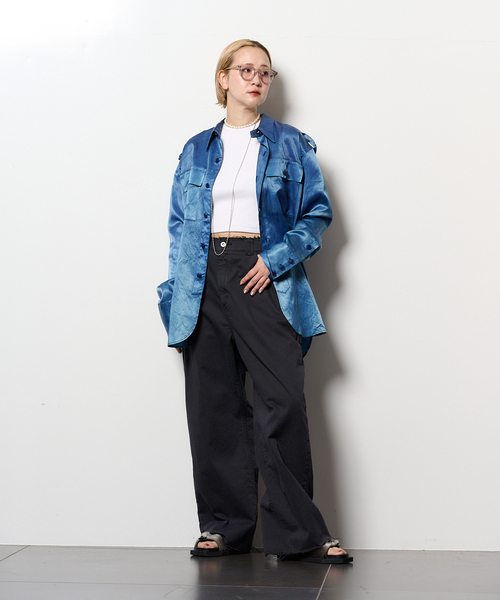 TANAKA(タナカ)の「“O” TANAKA 別注 OVER OFFICER シャツ(シャツ/ブラウス・レディース・ブラウン/ネイビー・LARGE)」の14枚目の写真