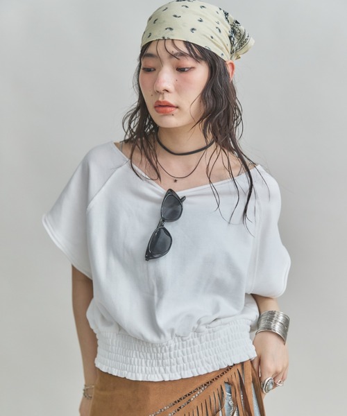 MIRROR STOKE（ミラーストーク）の「【ZOZO限定】2WAY ROUND TSHIRT/ツーウェイラウンドティーシャツ（Tシャツ/カットソー・レディース・ネイビー/ピンク/オフホワイト・MEDIUM）」の14枚目の写真