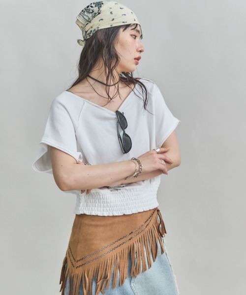 MIRROR STOKE（ミラーストーク）の「【ZOZO限定】2WAY ROUND TSHIRT/ツーウェイラウンドティーシャツ（Tシャツ/カットソー・レディース・ネイビー/ピンク/オフホワイト・MEDIUM）」の12枚目の写真