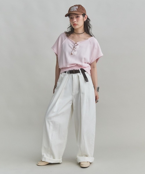 MIRROR STOKE（ミラーストーク）の「【ZOZO限定】2WAY ROUND TSHIRT/ツーウェイラウンドティーシャツ（Tシャツ/カットソー・レディース・ネイビー/ピンク/オフホワイト・MEDIUM）」の6枚目の写真