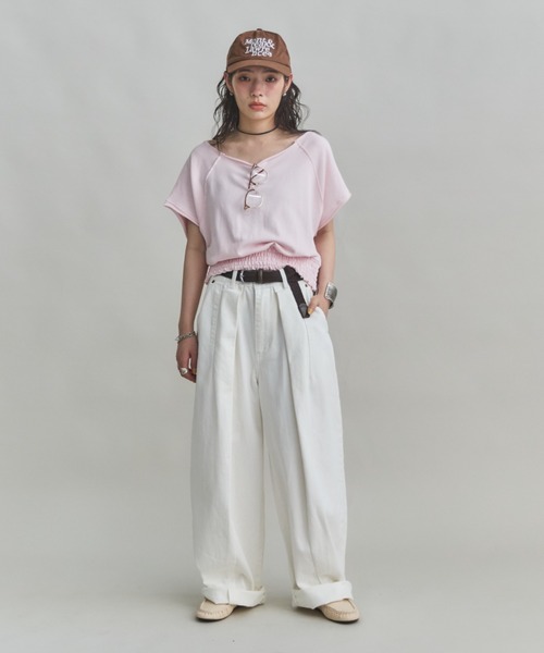 MIRROR STOKE（ミラーストーク）の「【ZOZO限定】2WAY ROUND TSHIRT/ツーウェイラウンドティーシャツ（Tシャツ/カットソー・レディース・ネイビー/ピンク/オフホワイト・MEDIUM）」の5枚目の写真