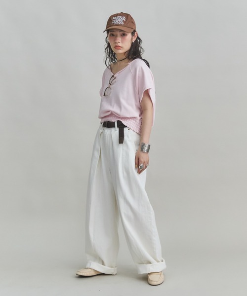 MIRROR STOKE（ミラーストーク）の「【ZOZO限定】2WAY ROUND TSHIRT/ツーウェイラウンドティーシャツ（Tシャツ/カットソー・レディース・ネイビー/ピンク/オフホワイト・MEDIUM）」の8枚目の写真