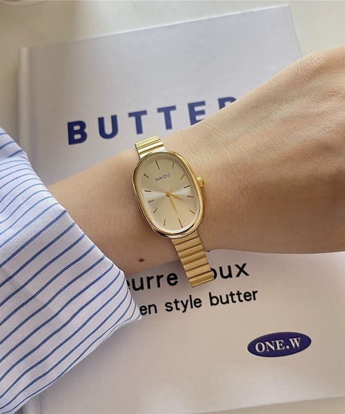 アナログ腕時計 ゴールド シルバー セール】オーバルフェイス シルバーウォッチ（アナログ腕時計