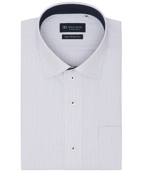 TOKYO SHIRTS(トウキョウシャツ)の「【超形態安定】 形態安定ノンアイロン ワイド 半袖ビジネスワイシャツ(ビジネスシャツ・メンズ・ブルー・首回り39cm/首回り42cm/首回り37cm/首回り41cm/首回り43cm)」の1枚目の写真