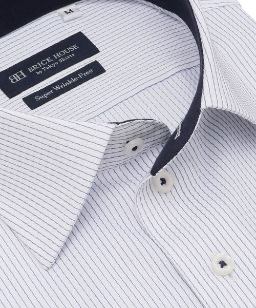 TOKYO SHIRTS(トウキョウシャツ)の「【超形態安定】 形態安定ノンアイロン ワイド 半袖ビジネスワイシャツ(ビジネスシャツ・メンズ・ブルー・首回り39cm/首回り42cm/首回り37cm/首回り41cm/首回り43cm)」の2枚目の写真
