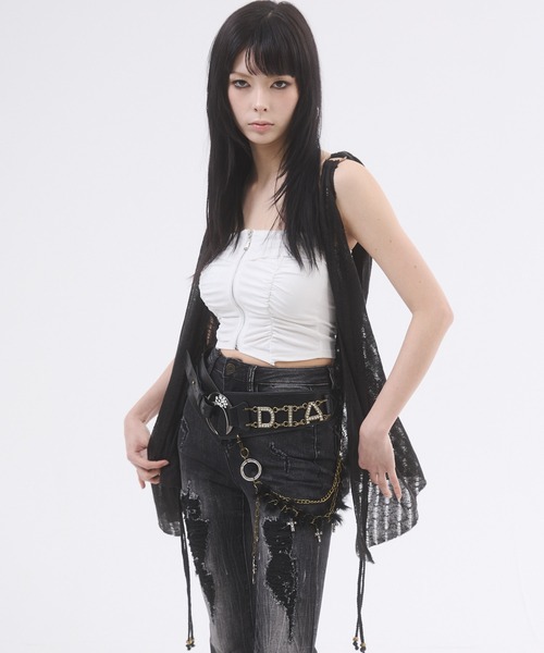 d.i.a.(ダイヤ)の「透かしフーディージレ(カーディガン/ボレロ・レディース・アイボリー/ブラック/ベージュ・FREE)」の6枚目の写真