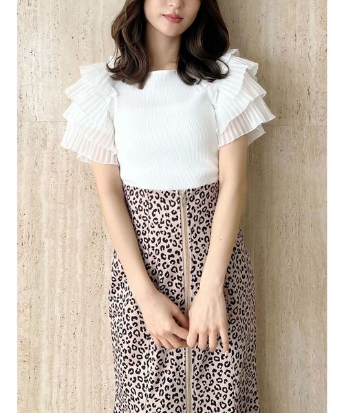 MERCURYDUO（マーキュリーデュオ）の「異素材ティアードスリーブニット（ニット/セーター・レディース・ミント/オフホワイト/ブラック・FREE）」の20枚目の写真