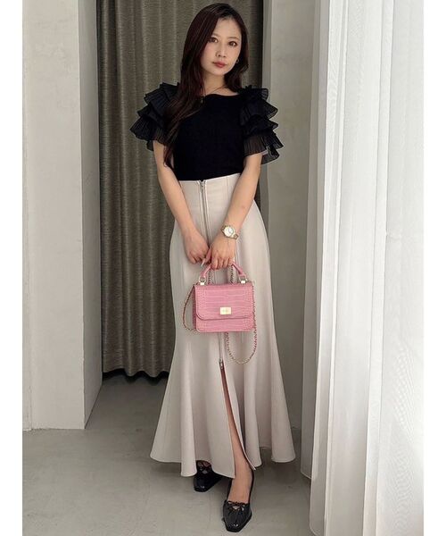 MERCURYDUO（マーキュリーデュオ）の「異素材ティアードスリーブニット（ニット/セーター・レディース・ミント/オフホワイト/ブラック・FREE）」の18枚目の写真