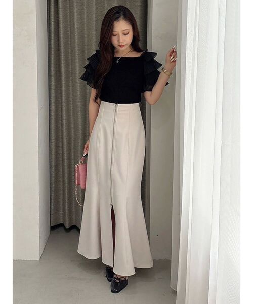 MERCURYDUO（マーキュリーデュオ）の「異素材ティアードスリーブニット（ニット/セーター・レディース・ミント/オフホワイト/ブラック・FREE）」の17枚目の写真