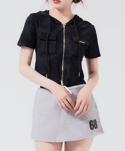 Chick(チック)の「Hooded Double Zip Top / フード付き ダブルジップトップス 秋物 秋服 2026年秋冬(Tシャツ/カットソー・レディース・ブラック/グレー系/ライトグレー/ホワイト/ブラック系・FREE)」の4枚目の写真