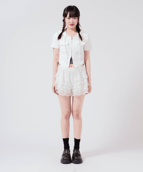 Chick(チック)の「Hooded Double Zip Top / フード付き ダブルジップトップス 秋物 秋服 2026年秋冬(Tシャツ/カットソー・レディース・ブラック/グレー系/ライトグレー/ホワイト/ブラック系・FREE)」の9枚目の写真