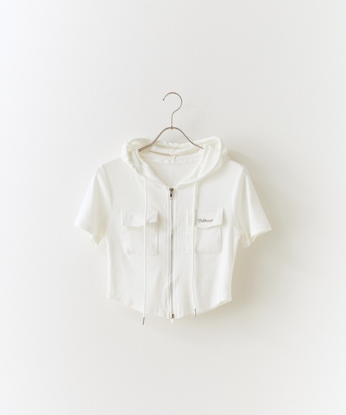 Chick(チック)の「Hooded Double Zip Top / フード付き ダブルジップトップス 秋物 秋服 2026年秋冬(Tシャツ/カットソー・レディース・ブラック/グレー系/ライトグレー/ホワイト/ブラック系・FREE)」の6枚目の写真
