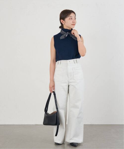 IENA(イエナ)の「《追加》カタアゼノースリーブハイネックプルオーバー(ニット/セーター・レディース・ネイビー/アイボリー・FREE)」の16枚目の写真