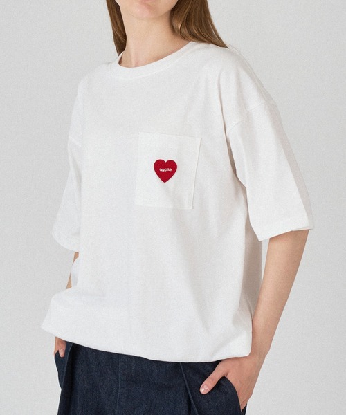 SCARZ♡ワッペンTシャツ セール】HEART LOGO EMBLEM DRAW CODE T-SHIRT / ハートロゴ