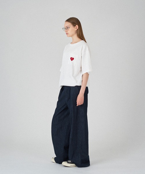 ONCILY(オンシェリー)の「HEART LOGO EMBLEM DRAW CODE T-SHIRT / ハートロゴワッペン刺繍ドローコードTシャツ(Tシャツ/カットソー・メンズ・オフホワイト/ホワイト系その他/アイボリー・LARGE/MEDIUM/SMALL)」の20枚目の写真