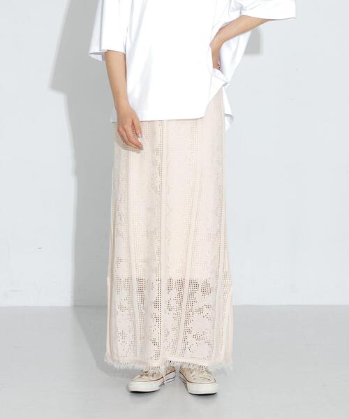 URBAN RESEARCH Sonny Label（アーバンリサーチサニーレーベル）の「フラワーメッシュスカート（スカート・レディース・ラベンダー/オフホワイト/チャコールグレー・FREE）」の4枚目の写真