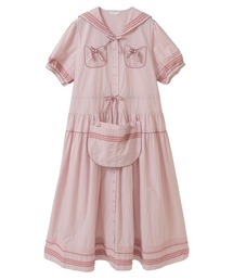 PINKHOUSE ワンピース　チュニックグレーがかったピンク色 セール】 Berry Rose刺繍入りアンティークギンガムチュニック