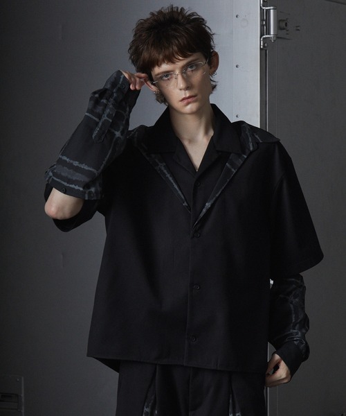 GRANCY】Layered Design Open Collar Shirt / レイヤード