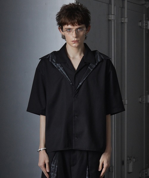 GRANCY】Layered Design Open Collar Shirt / レイヤード