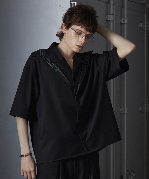 【最安値】GRANCY レイヤードデザインオープンカラーシャツ L グレー GRANCY】Layered Design Open Collar Shirt / レイヤード