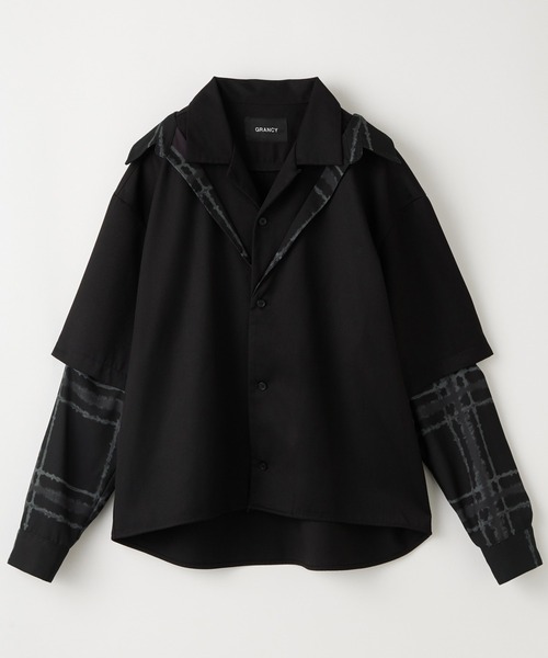 GRANCY】Layered Design Open Collar Shirt / レイヤード