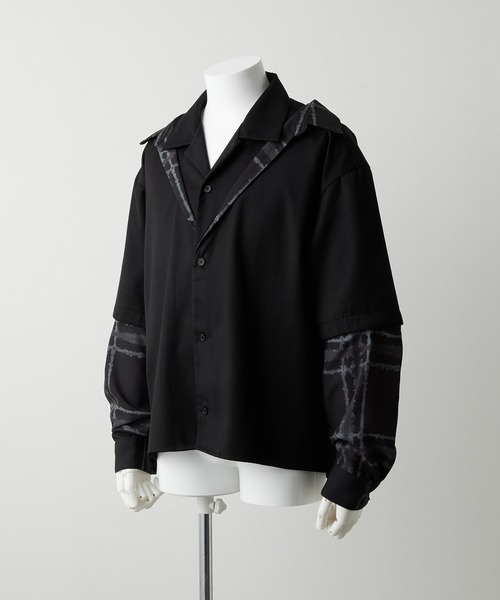 GRANCY】Layered Design Open Collar Shirt / レイヤード