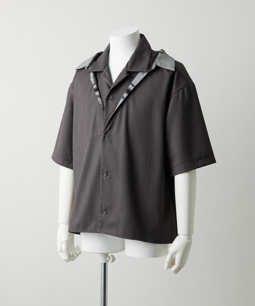GRANCY】Layered Design Open Collar Shirt / レイヤード
