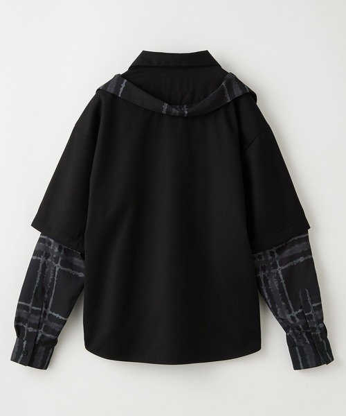 【GRANCY】レイヤードデザインオープンカラーシャツ ブラック Sサイズ GRANCY シャツ 「GRANCY」Layered Design Open Collar Shirt