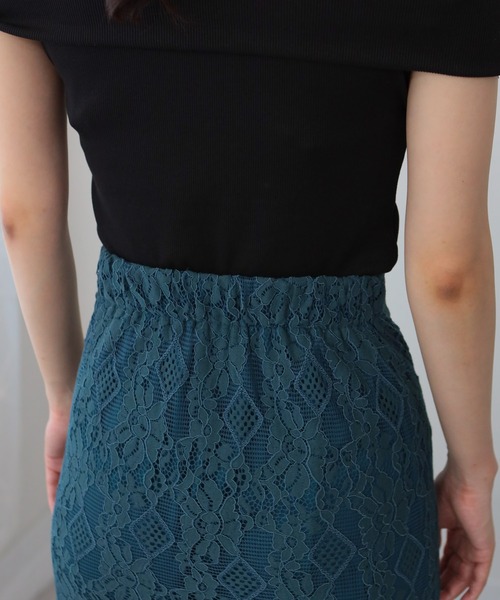 pumpkin port（パンプキンポート）の「総レース 裾パイピング ティアードロングスカート（スカート・レディース・ブラック/サックスブルー/グリーン・M）」の22枚目の写真