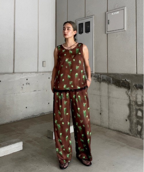 パンツ AmeriVINTAGE CLARA SATIN TUCK PANTS CLARA SATIN TUCK PANTS