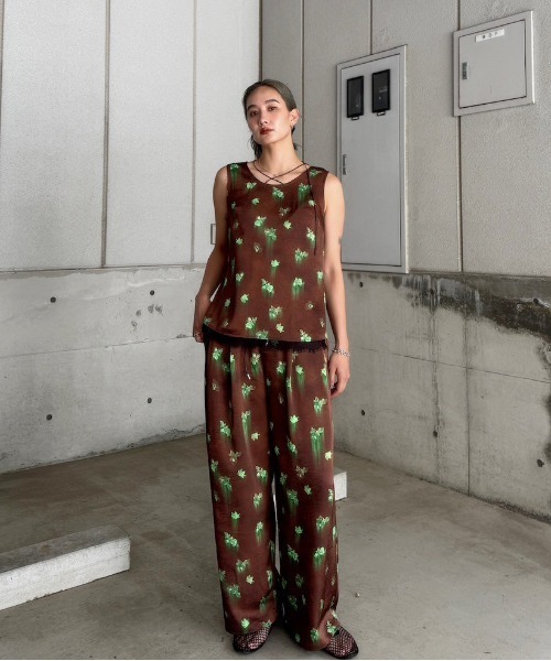 パンツ Amerivintage CLARA SATIN TUCK PANTS S CLARA SATIN TUCK PANTS