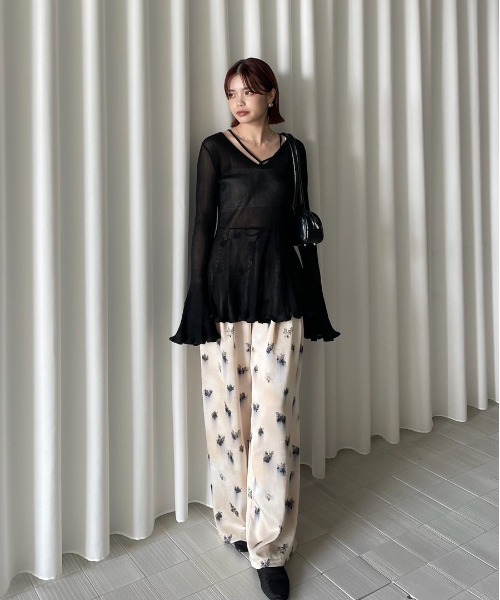 (*)様 CLARA SATIN TUCK PANTS ameri CLARA SATIN TUCK PANTS（その他パンツ）｜Ameri（アメリ）の
