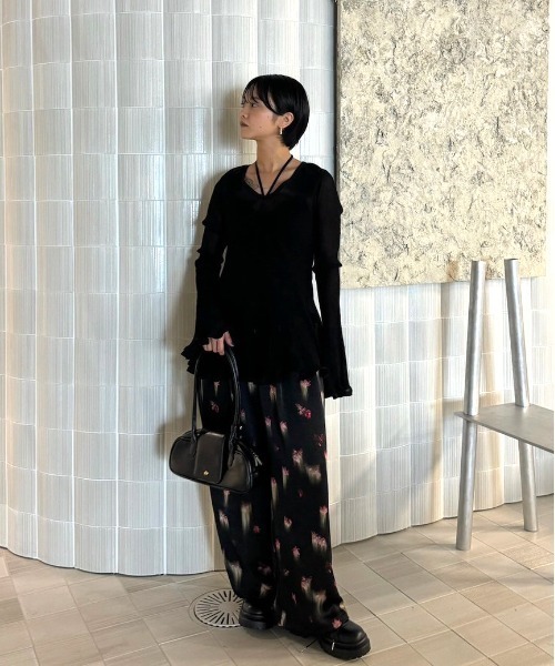 (*)様 CLARA SATIN TUCK PANTS ameri CLARA SATIN TUCK PANTS