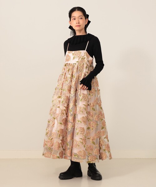 CAROLINA GLASER（カロリナ グレイサー）の「フラワージャカード ラメ キャミワンピース（ワンピース・レディース・ピンク/サックスブルー・ONE SIZE）」の10枚目の写真
